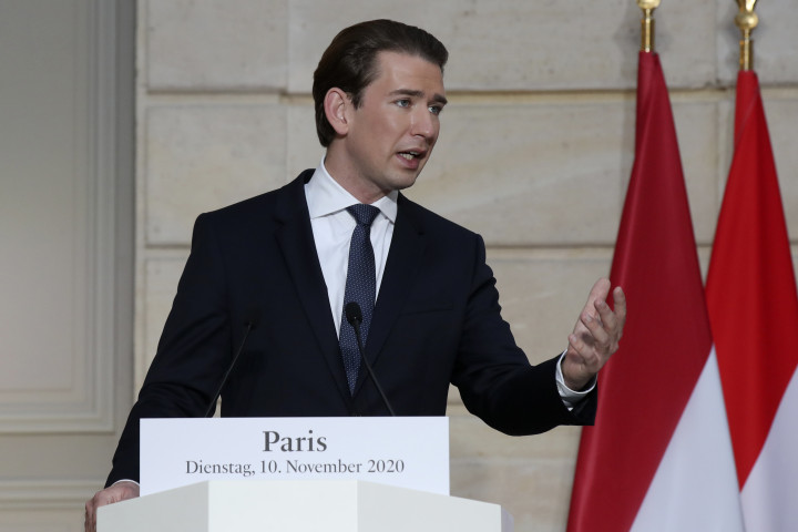 Sebastian Kurz osztrák kancellár 2020. november 10-én, Párizsban – Fotó: Michel Euler / POOL / AFP