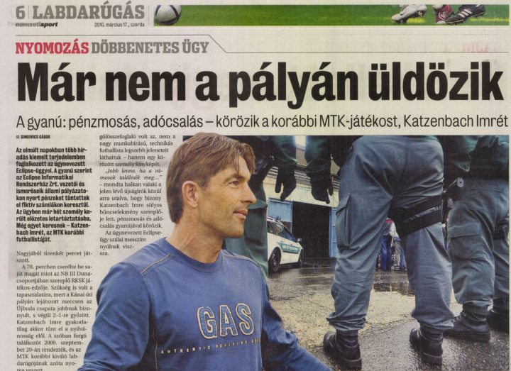 Katzenbach Imre körözéséről szóló cikk a Nemzeti Sport 2010. március 17. számában – Fotó: Nemzeti Sport / Arcanum Digitális Tudománytár