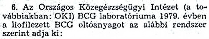 Védőoltási módszertani levél, 1979