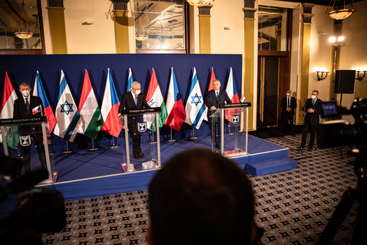 Jan Babis, Benjámin Netanjahu és Orbán Viktor a jeruzsálemi tanácskozás után – Fotó: Orbán Viktor Facebook-oldala