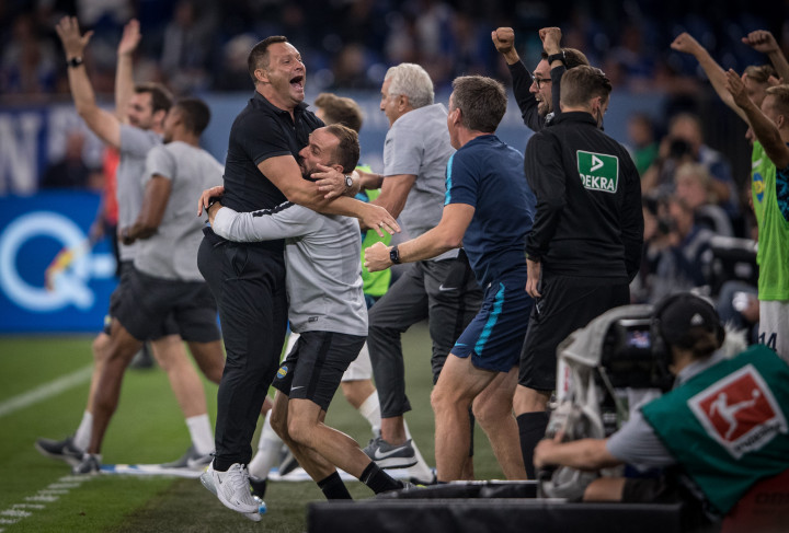 Dárdai edzőként a Hertha egyik győztes meccse után 2018-ban – Fotó: Alex Grimm / Bundesliga Collection / Getty Images