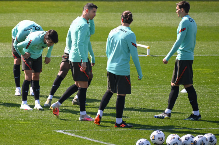 A portugál csapat edzése a világbajnoki felkészülés során 2021 márciusában – Marco Bertolli / AFP
