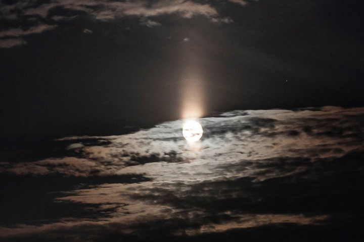A holdoszlop 4 percig látszott (kb. 21:38-tól 21.42-ig, XIX. kerületből) – Fotó: Nagy Attila Károly