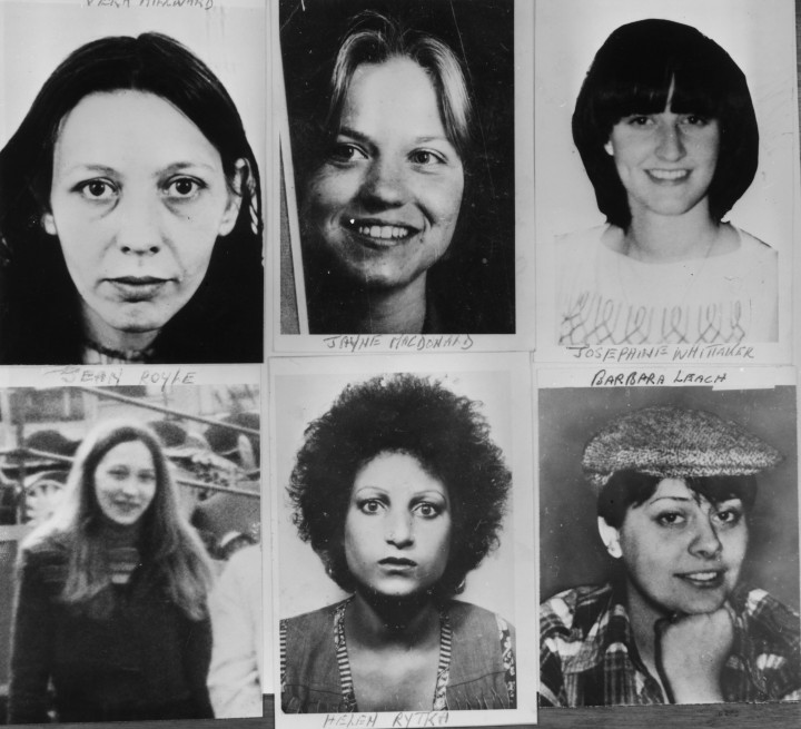 1979 szeptemberében kiadott képen a Hasfelmetsző áldozatai közül hatan, Vera Millward, Jayne MacDonald, Josephine Whittaker, Jean Royle, Helga Rytka és Barbara Leach – Fotó: Keystone / Getty Images