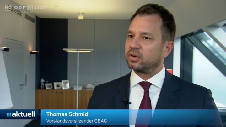 Thomas Schmid a 2019-es kinevezése után adott interjút az ORF-nek – Forrás: ORF III Aktuell