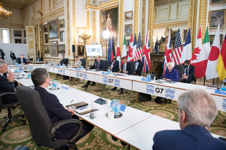 A G7-államok pénzügyminisztereinek találkozója a londoni Lancaster House-ban, 2021. június 4-én – Fotó: Stefan Rousseau / PA Wire / Pool / Reuters