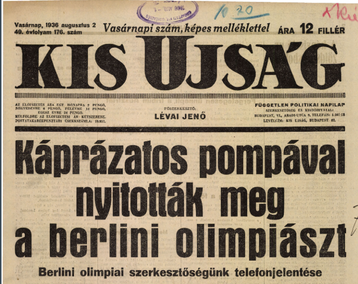 Forrás: Kis Újság, 1936. augusztus 2. (49. évfolyam, 176. szám) / Arcanum Digitális Tudománytár