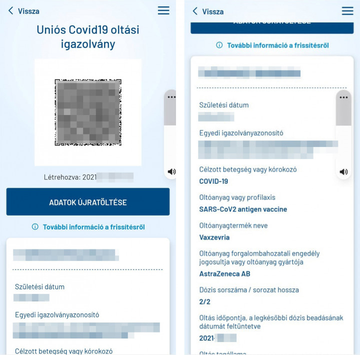 Az uniós Covid-app Androidra – Fotó: Telex