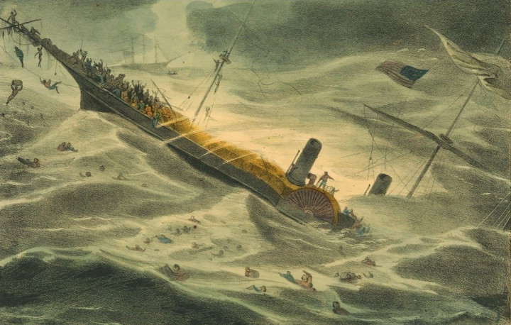 Festmény az elsüllyedő hajóról – Forrás: National Maritime Museum, London