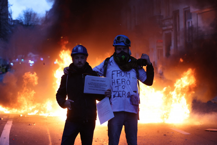 Belga tüntetők Brüsszelben – Fotó: Dursun Aydemir / ANADOLU AGENCY / Anadolu Agency via AFP